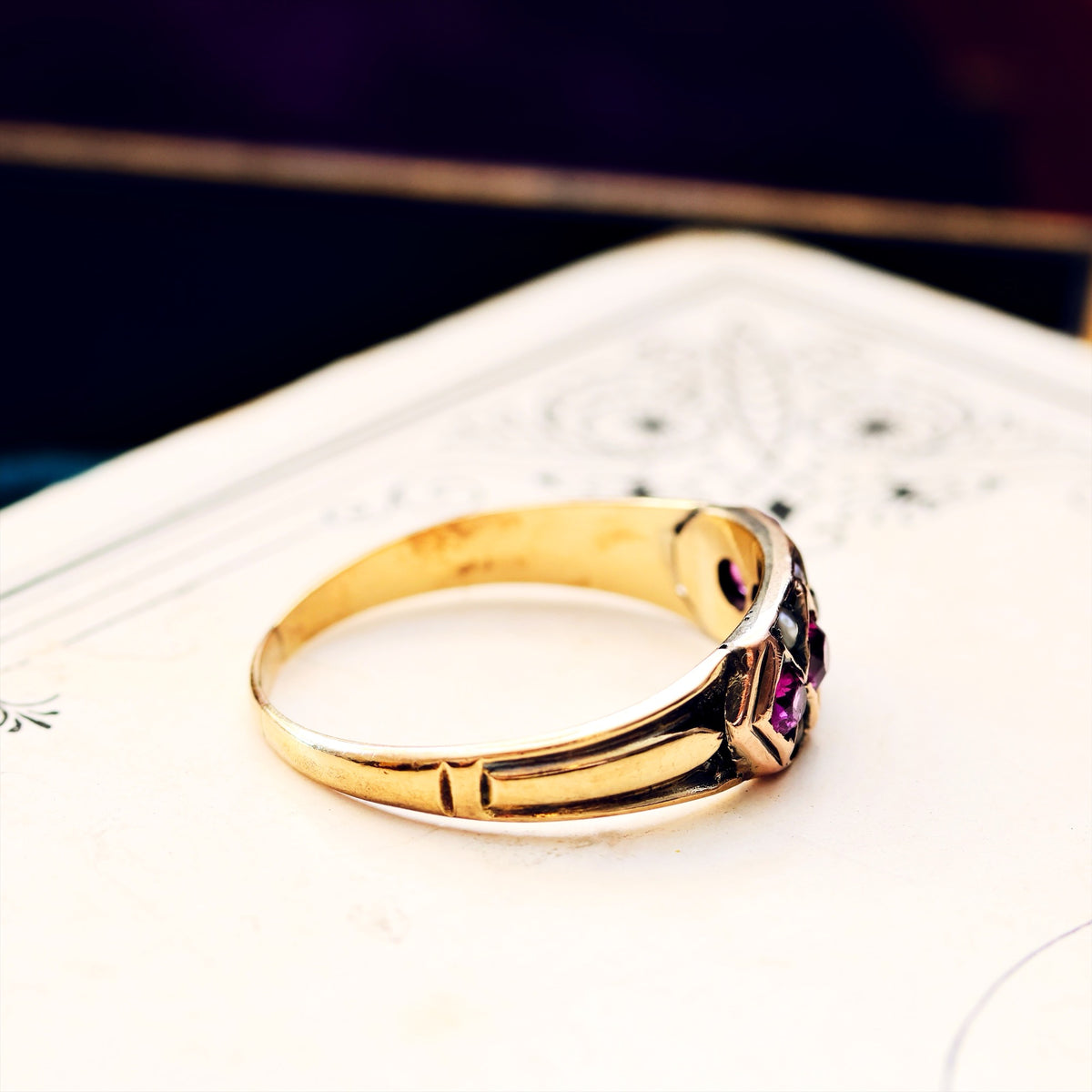Adorable! Antique Pink Tourmaline & Seed Pearl Ring