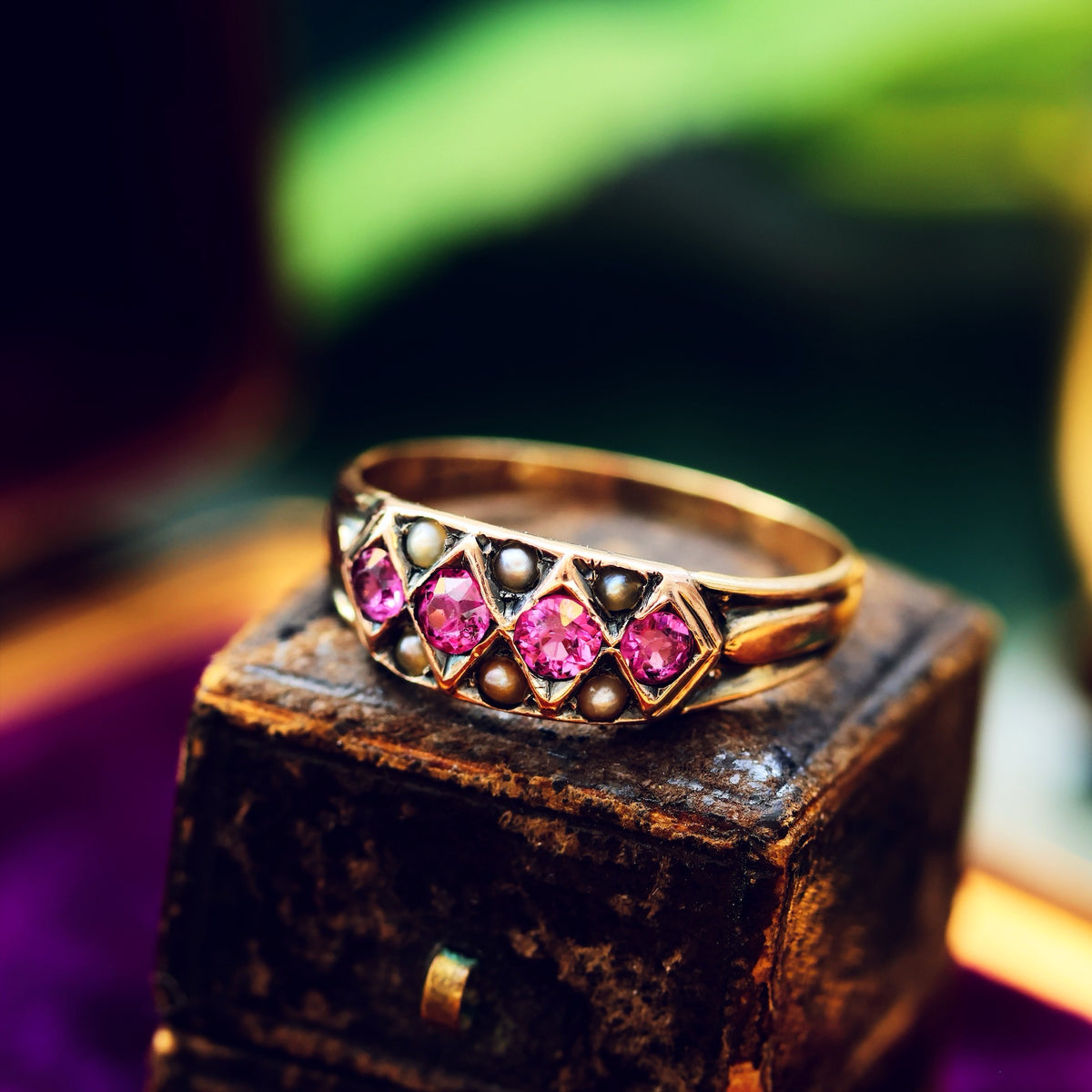 Vintage Tourmaline & Seed Pearl Ring