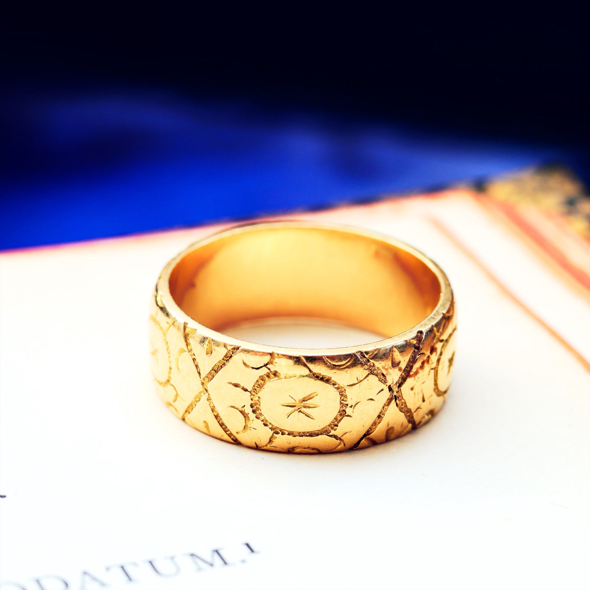 Antique Date 1896 'Roses for Love' Hand Engraved Wedding Ring