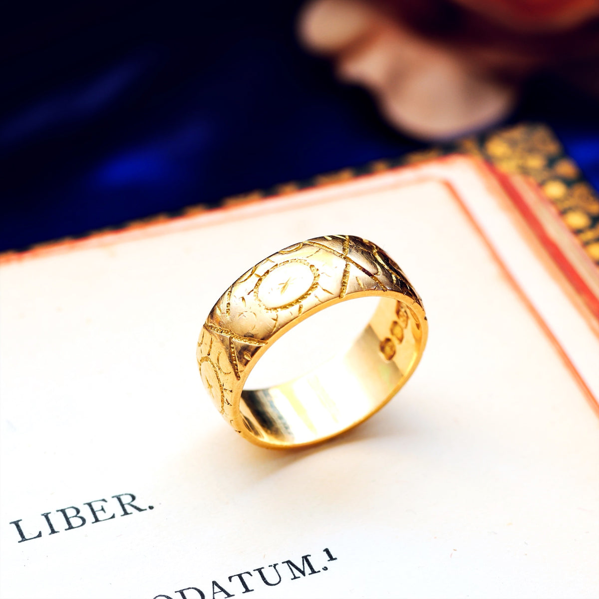 Antique Date 1896 'Roses for Love' Hand Engraved Wedding Ring