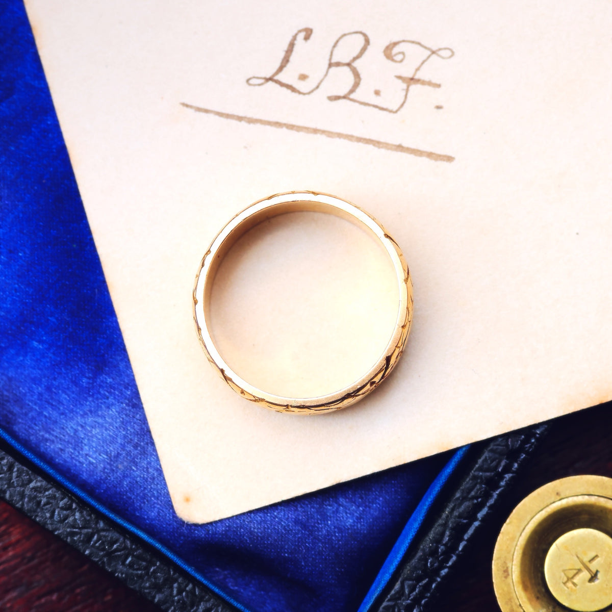 Antique Date 1896 'Roses for Love' Hand Engraved Wedding Ring