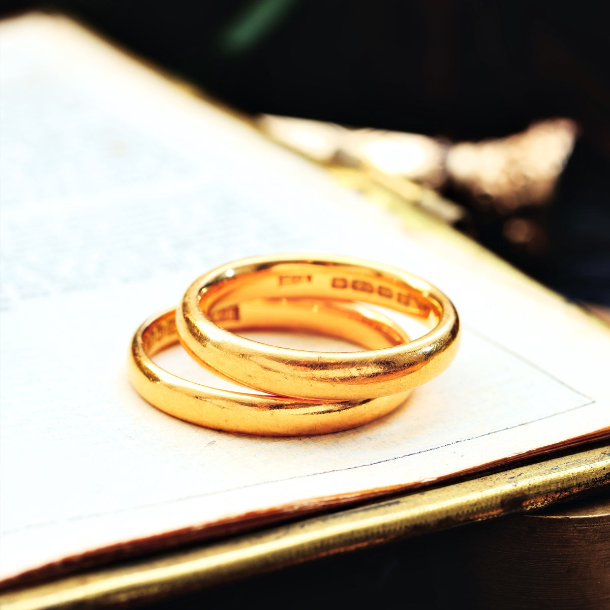 Together Forever! Pair of Vintage 22ct Gold Wedding Bands