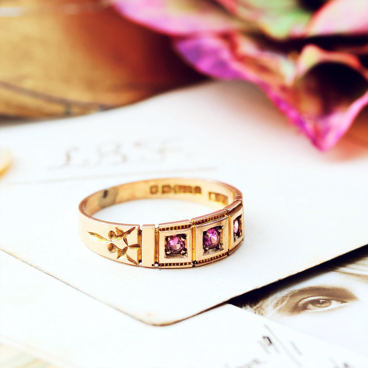 Antique Date 1900 Rose Gold & Pink Tourmaline Ring