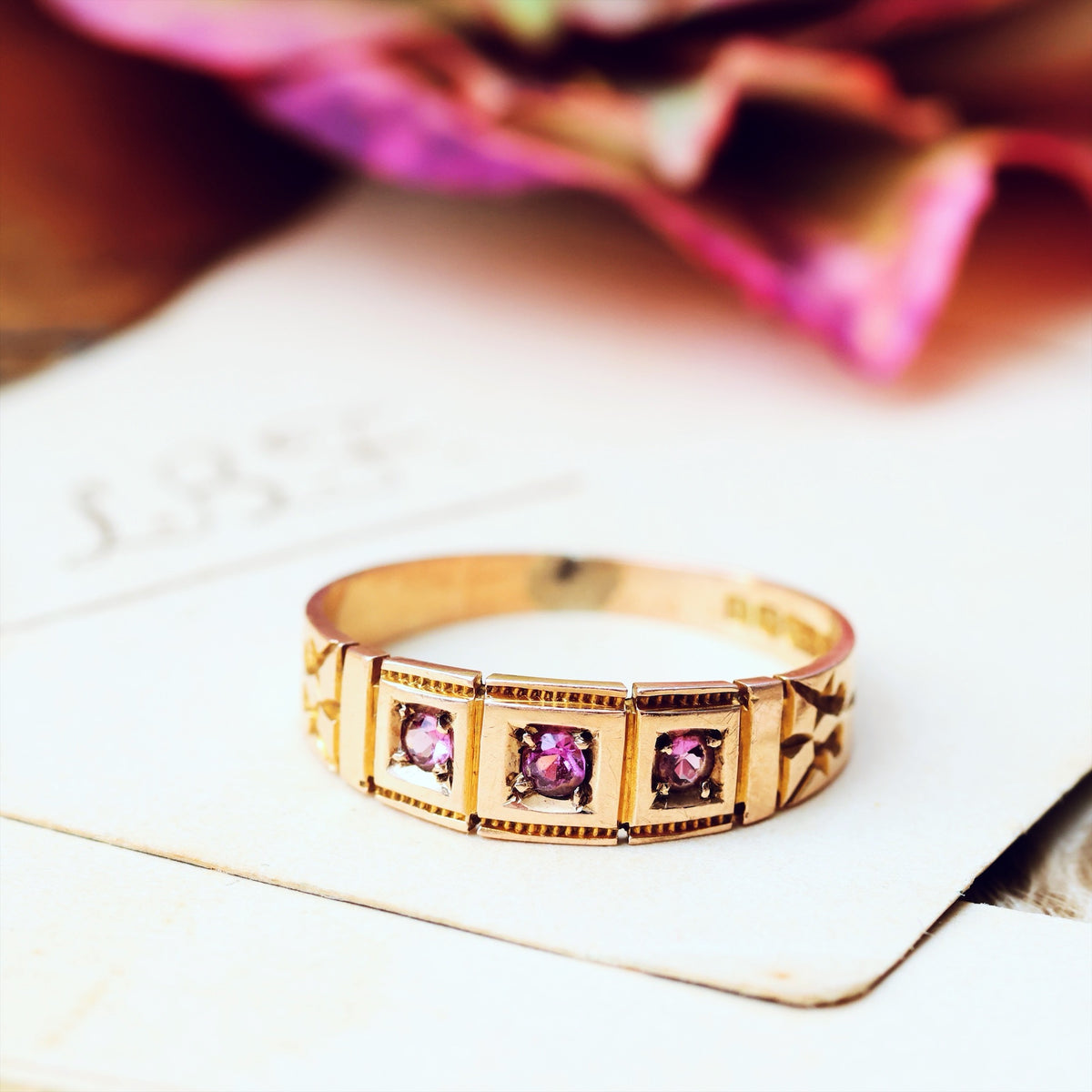 Antique Date 1900 Rose Gold & Pink Tourmaline Ring