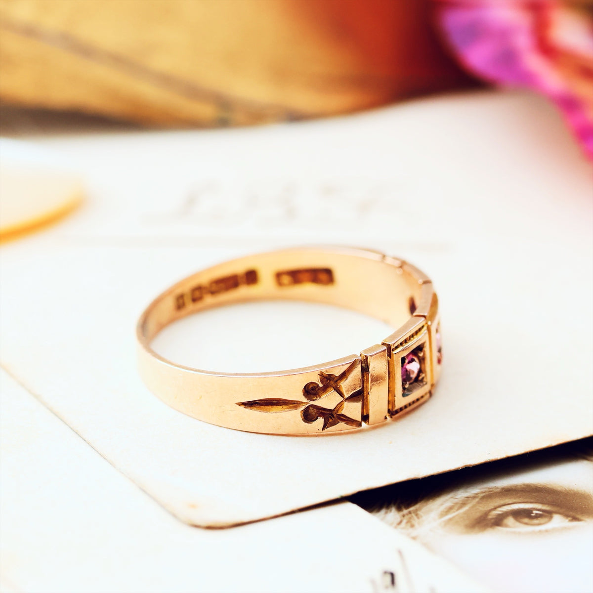 Antique Date 1900 Rose Gold & Pink Tourmaline Ring