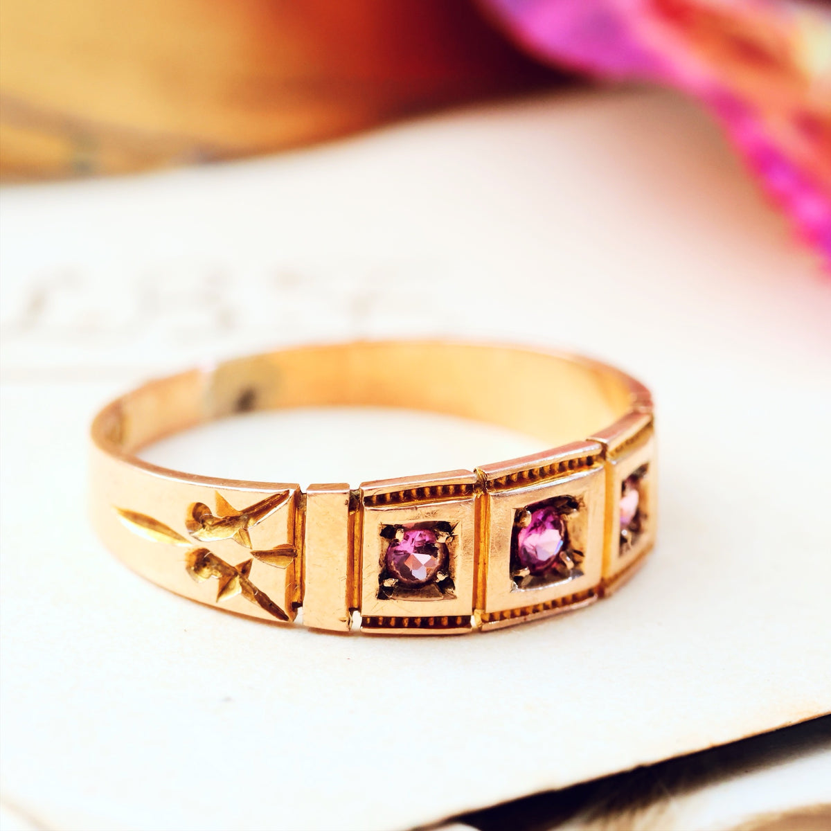 Antique Date 1900 Rose Gold & Pink Tourmaline Ring