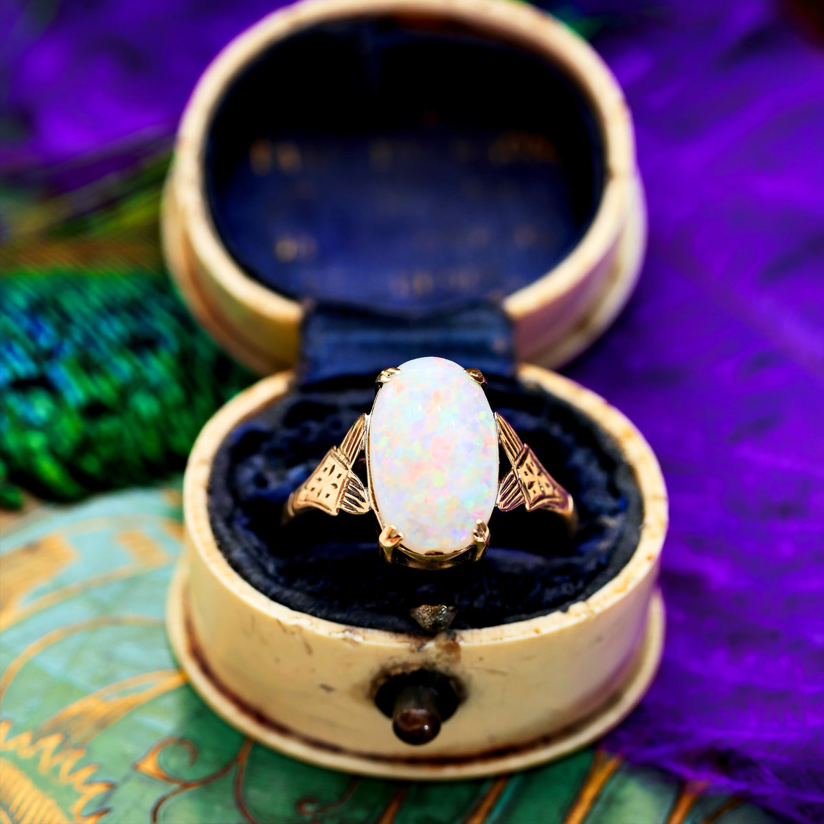 Vintage 1970's Rainbow Crystal Opal Ring