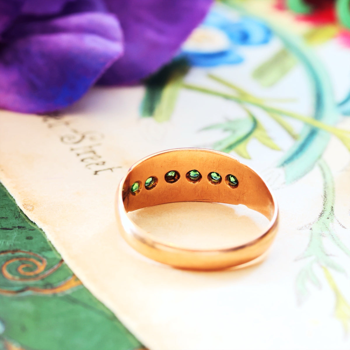 Date 1907 Green Garnet & Wild Pearl Ring