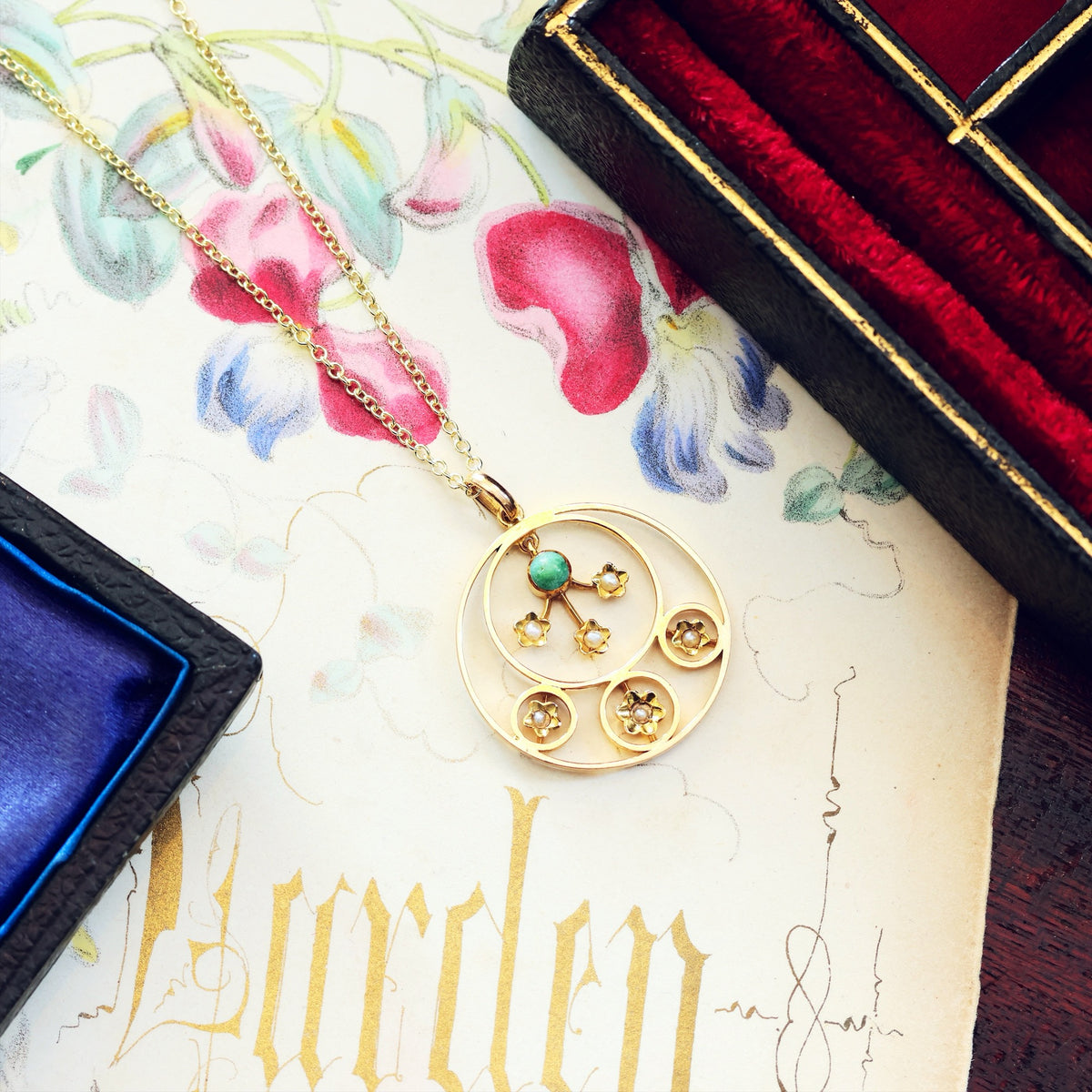 An Arts & Crafts Turquoise Lavaliere Pendant