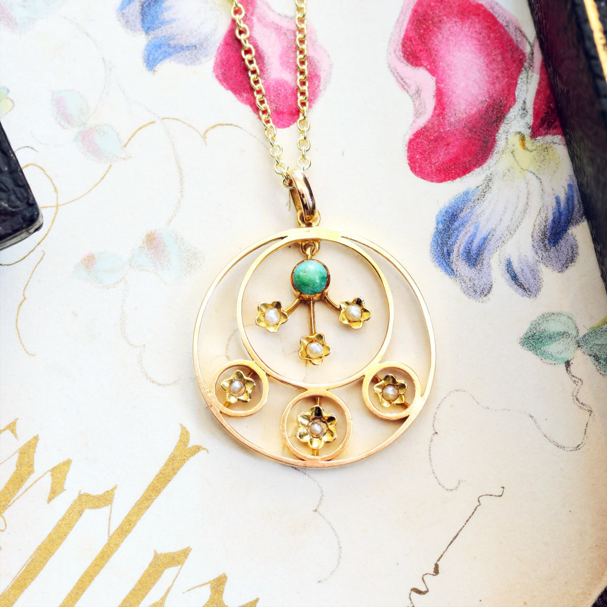 An Arts & Crafts Turquoise Lavaliere Pendant