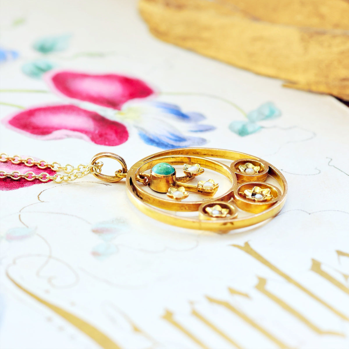 An Arts & Crafts Turquoise Lavaliere Pendant