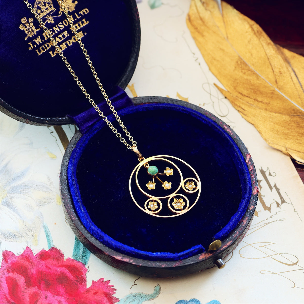 An Arts & Crafts Turquoise Lavaliere Pendant