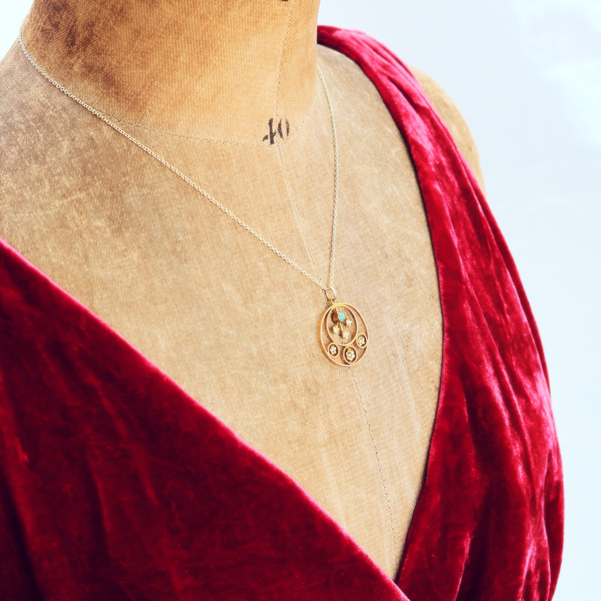 An Arts & Crafts Turquoise Lavaliere Pendant