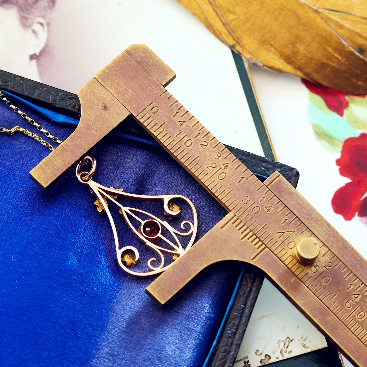 Cutest Edwardian Garnet & Seed Pearl Pendant