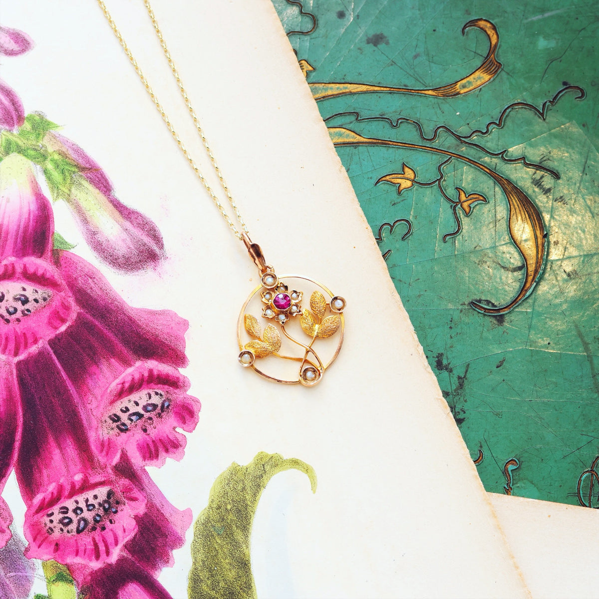 Edwardian Garnet & Seed Pearl Lavaliere Pendant