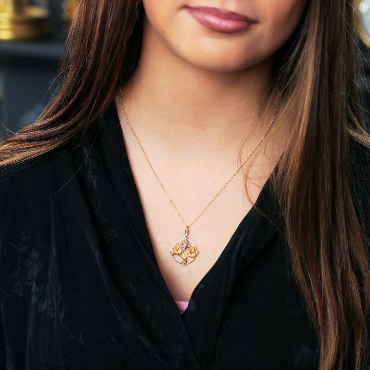 Edwardian Garnet & Seed Pearl Lavaliere Pendant