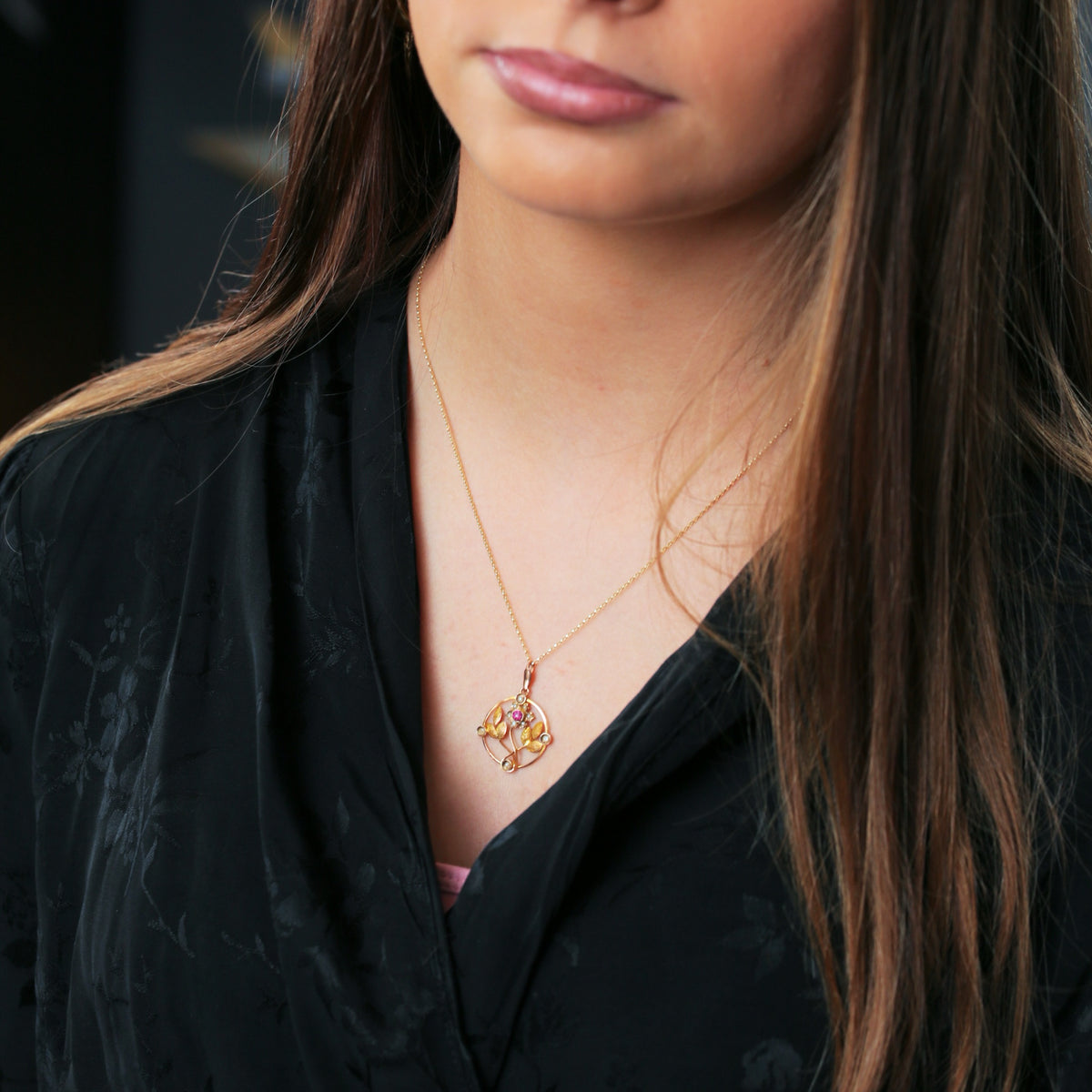 Edwardian Garnet & Seed Pearl Lavaliere Pendant