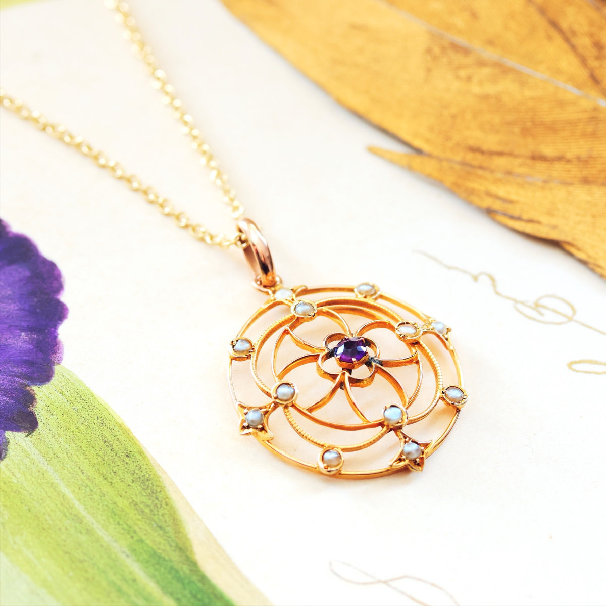 Lacily Lovely Arts & Crafts Amethyst Pendant