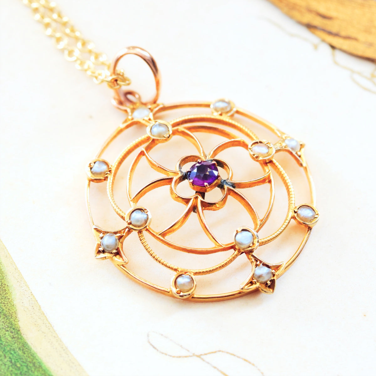 Lacily Lovely Arts & Crafts Amethyst Pendant