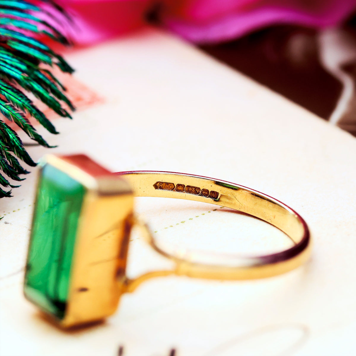 Vintage Date 1987 Green Tourmaline Dress Ring