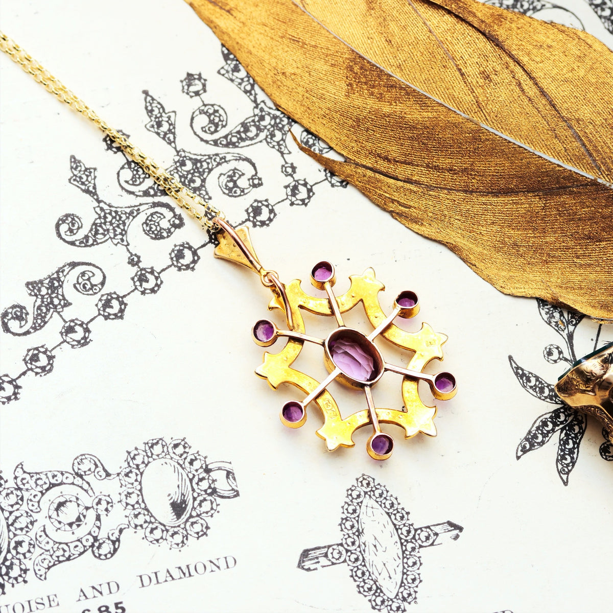 Edwardian Amethyst & Seed Pearl Lavaliere Pendant