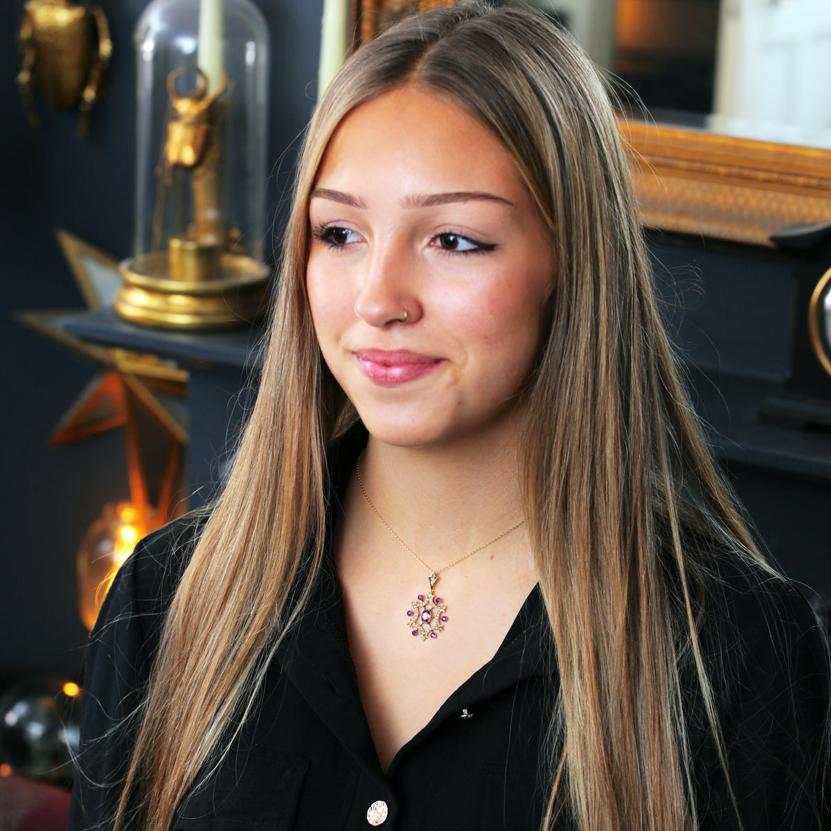 Edwardian Amethyst & Seed Pearl Lavaliere Pendant