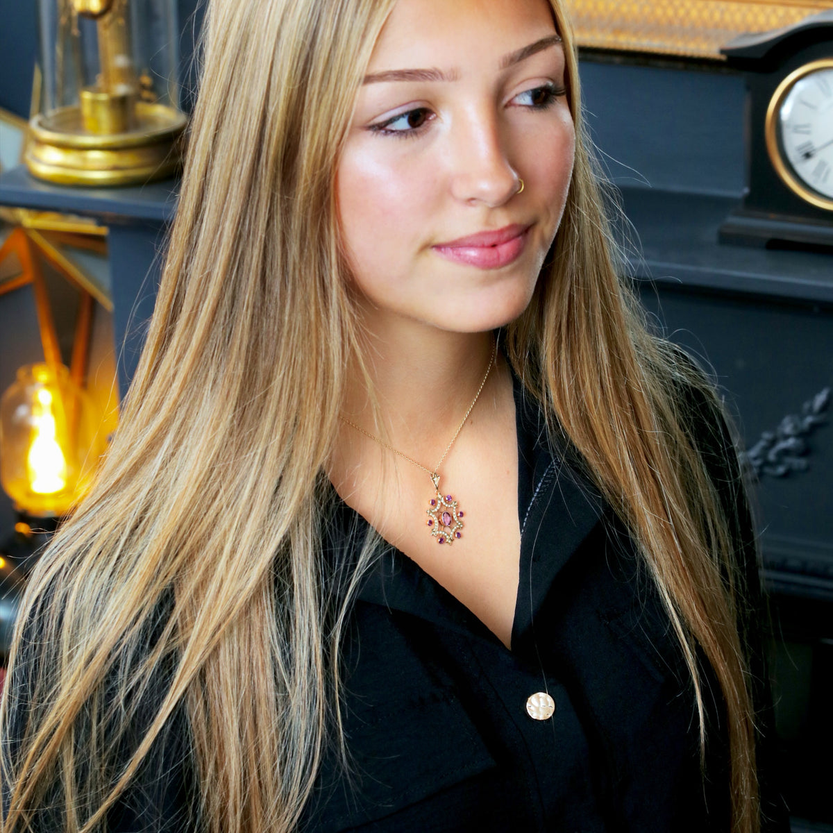 Edwardian Amethyst & Seed Pearl Lavaliere Pendant