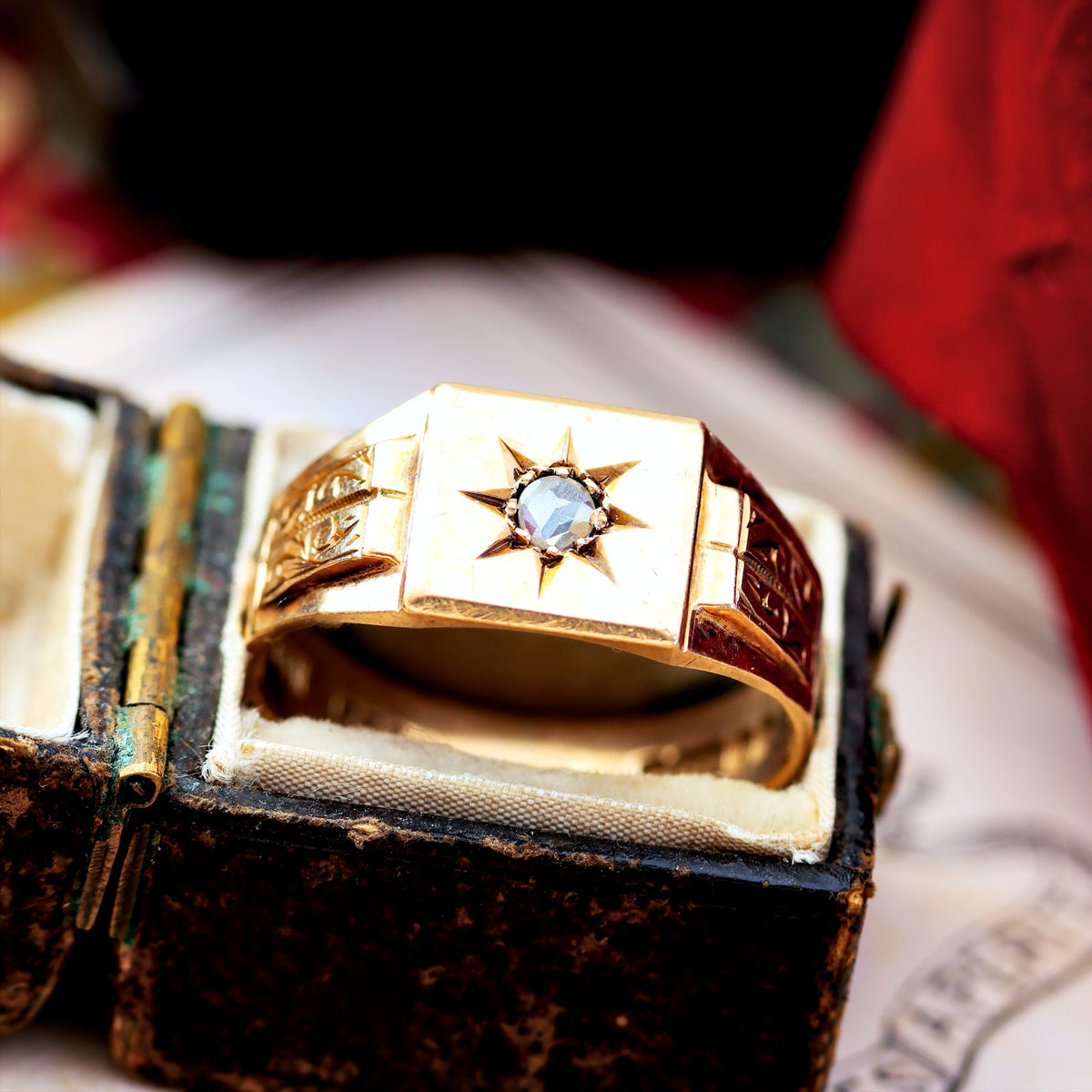 Date 1955 Art Deco Men's Diamond Signet Ring