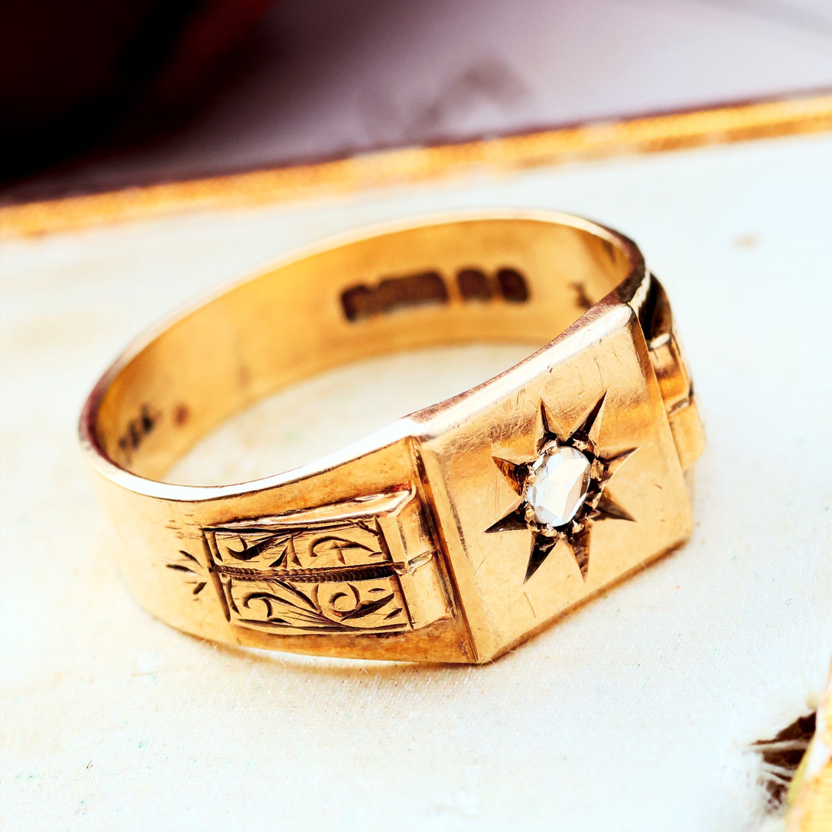 Date 1955 Art Deco Men's Diamond Signet Ring