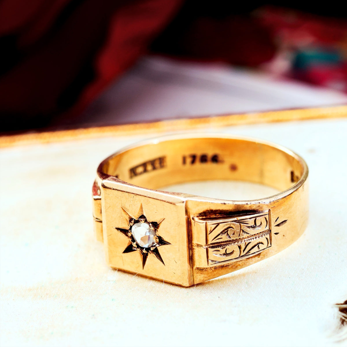 Date 1955 Art Deco Men's Diamond Signet Ring