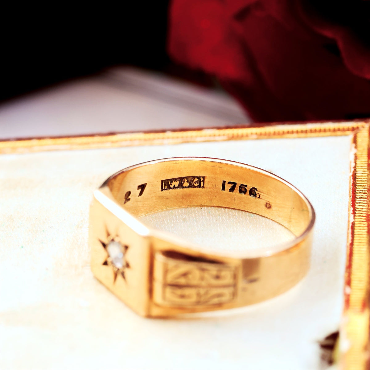 Date 1955 Art Deco Men's Diamond Signet Ring