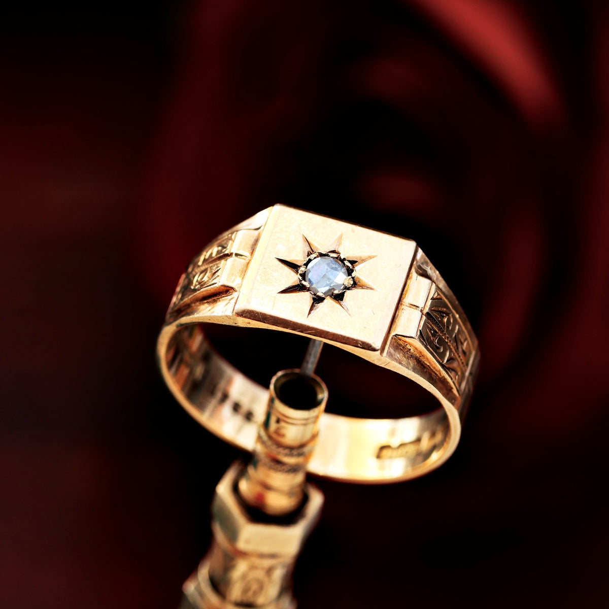 Date 1955 Art Deco Men's Diamond Signet Ring