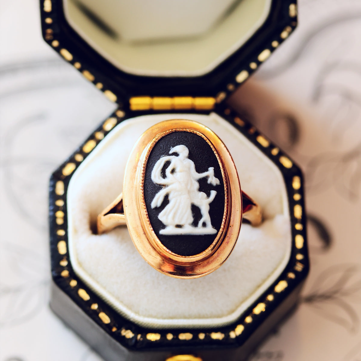 Vintage Neoclassical Vibe Goddess Ceres Wedgewood Ring