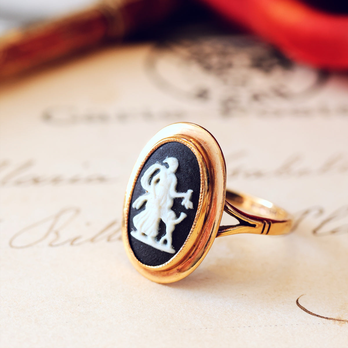 Vintage Neoclassical Vibe Goddess Ceres Wedgewood Ring