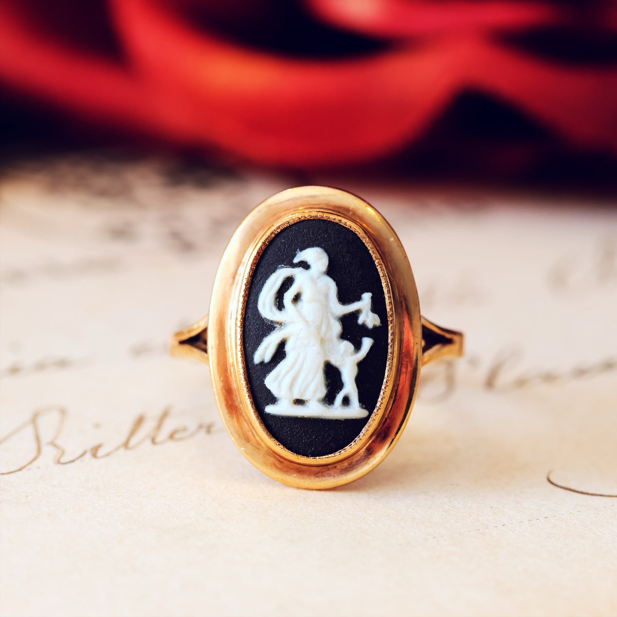 Vintage Neoclassical Vibe Goddess Ceres Wedgewood Ring
