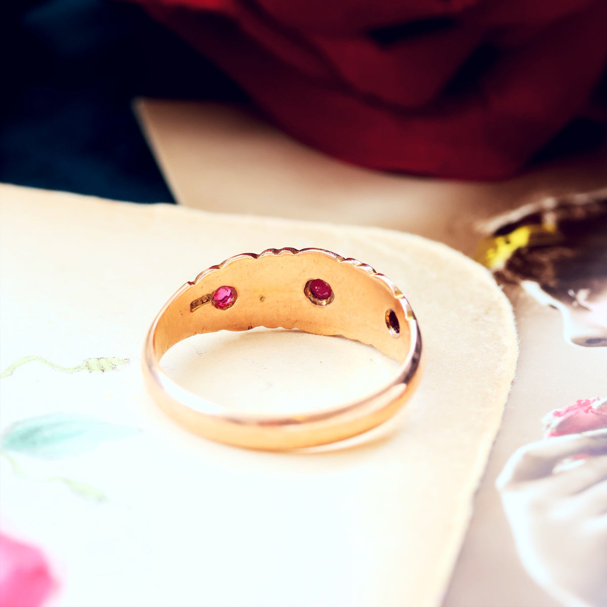 Date 1904 Ruby & Diamond Gypsy Set Band Ring