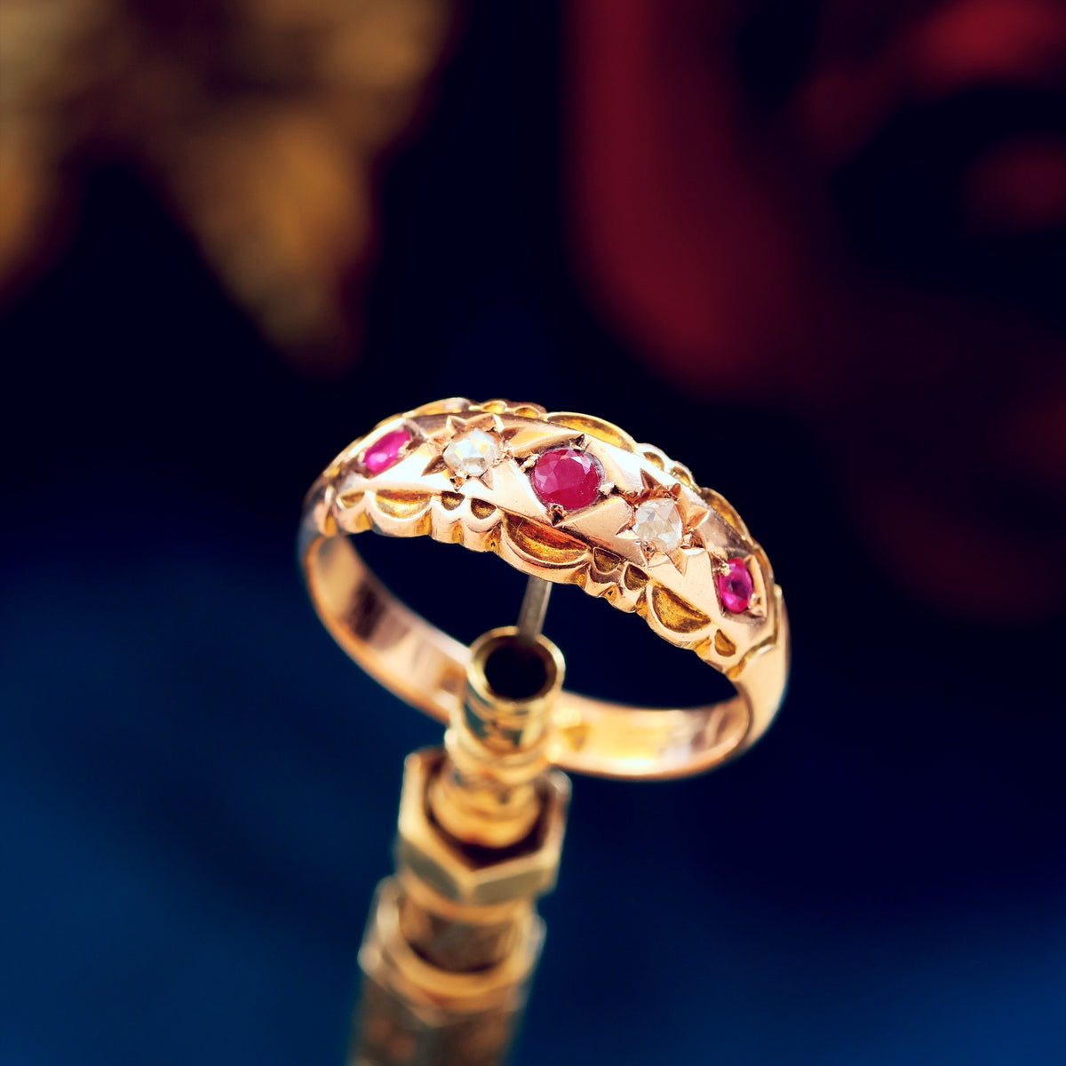 Date 1904 Ruby & Diamond Gypsy Set Band Ring