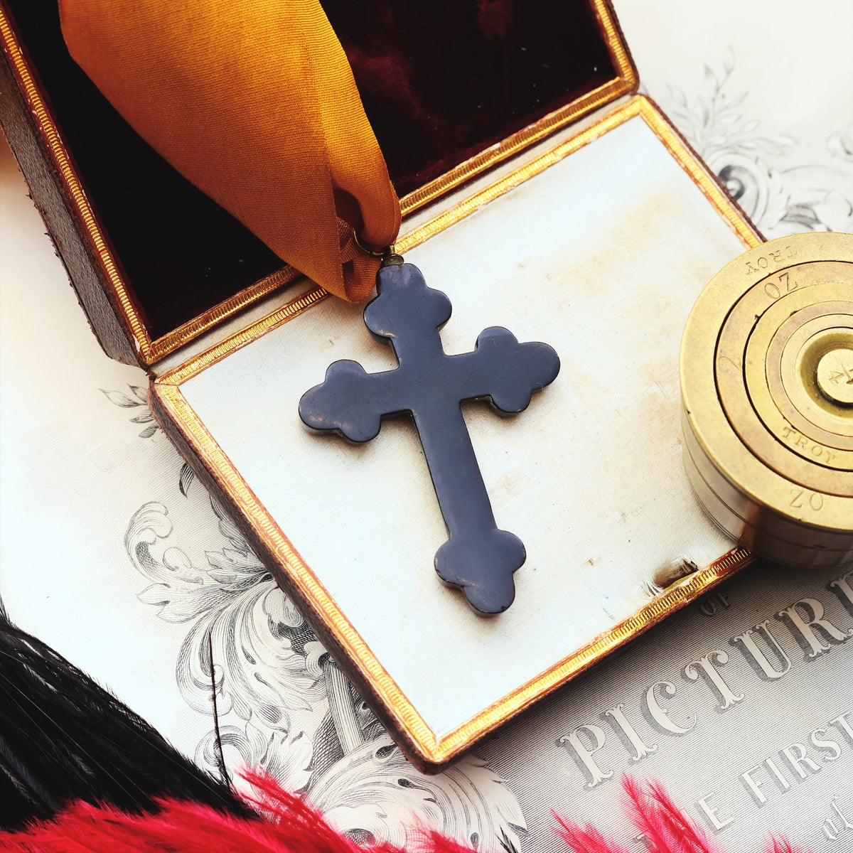 Antique Victorian Pique Tortoiseshell Cross