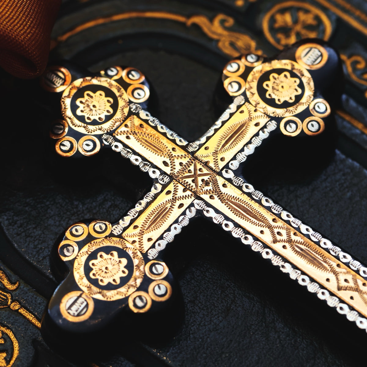 Antique Victorian Pique Tortoiseshell Cross