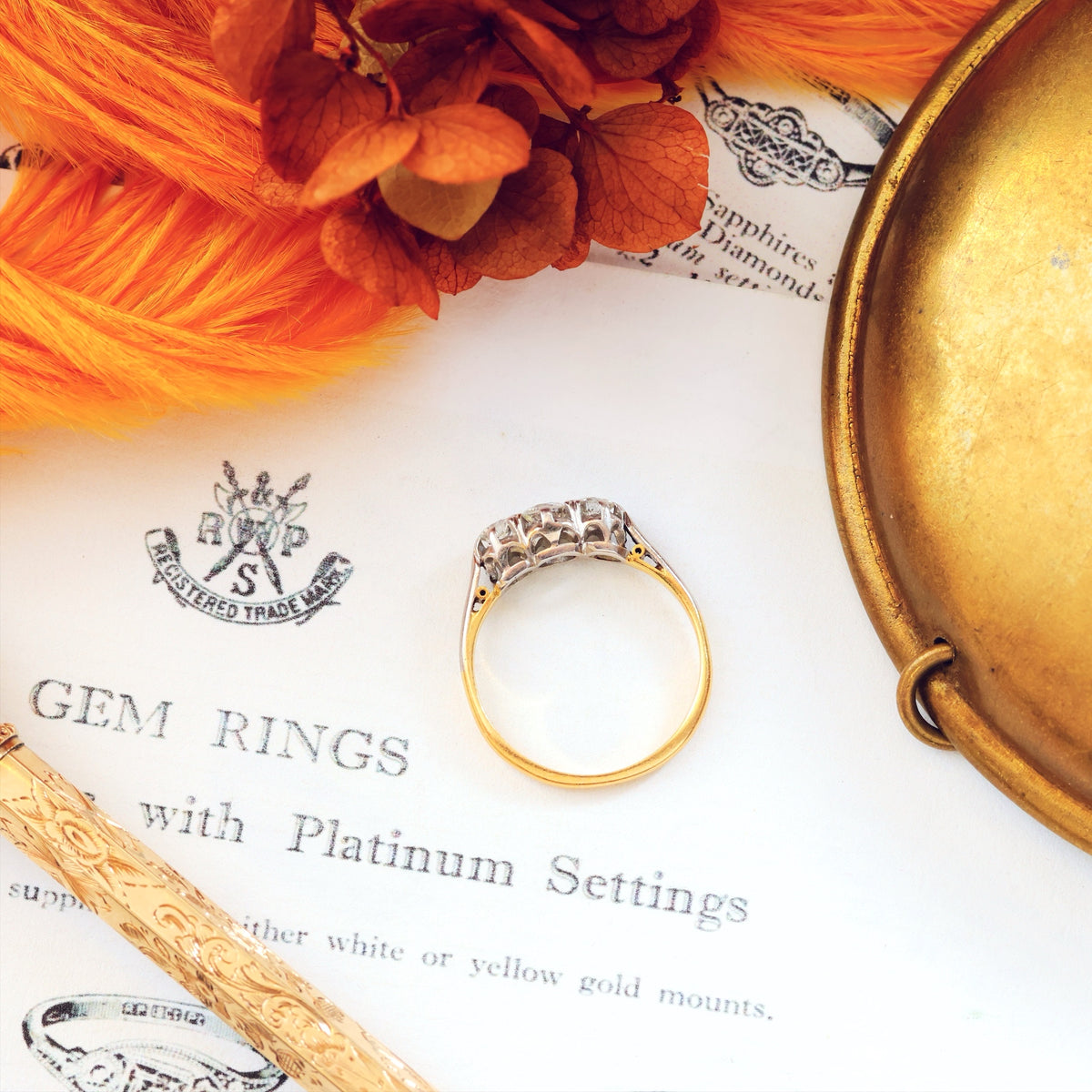 Unique Vintage 1960's Diamond Trilogy Engagement Ring