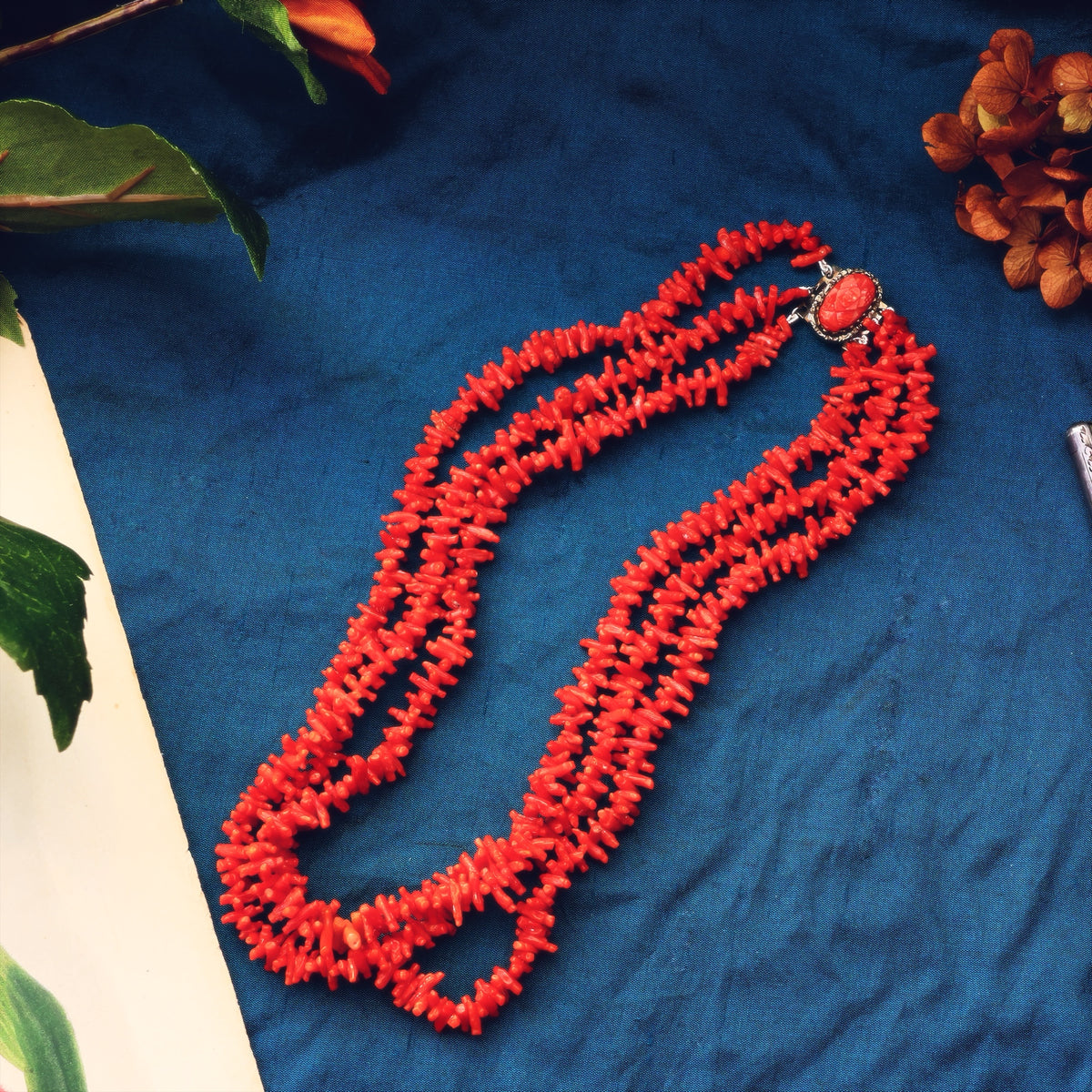 Exquisitely Fine Hand Carved Antique Georgian Coral Necklace