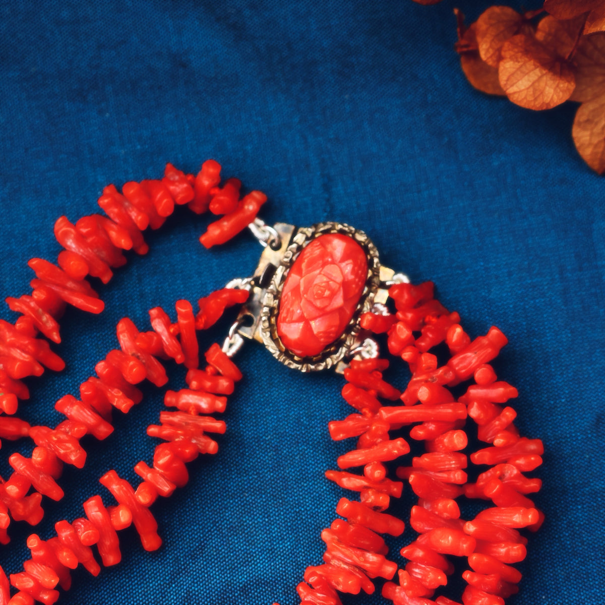 Exquisitely Fine Hand Carved Antique Georgian Coral Necklace
