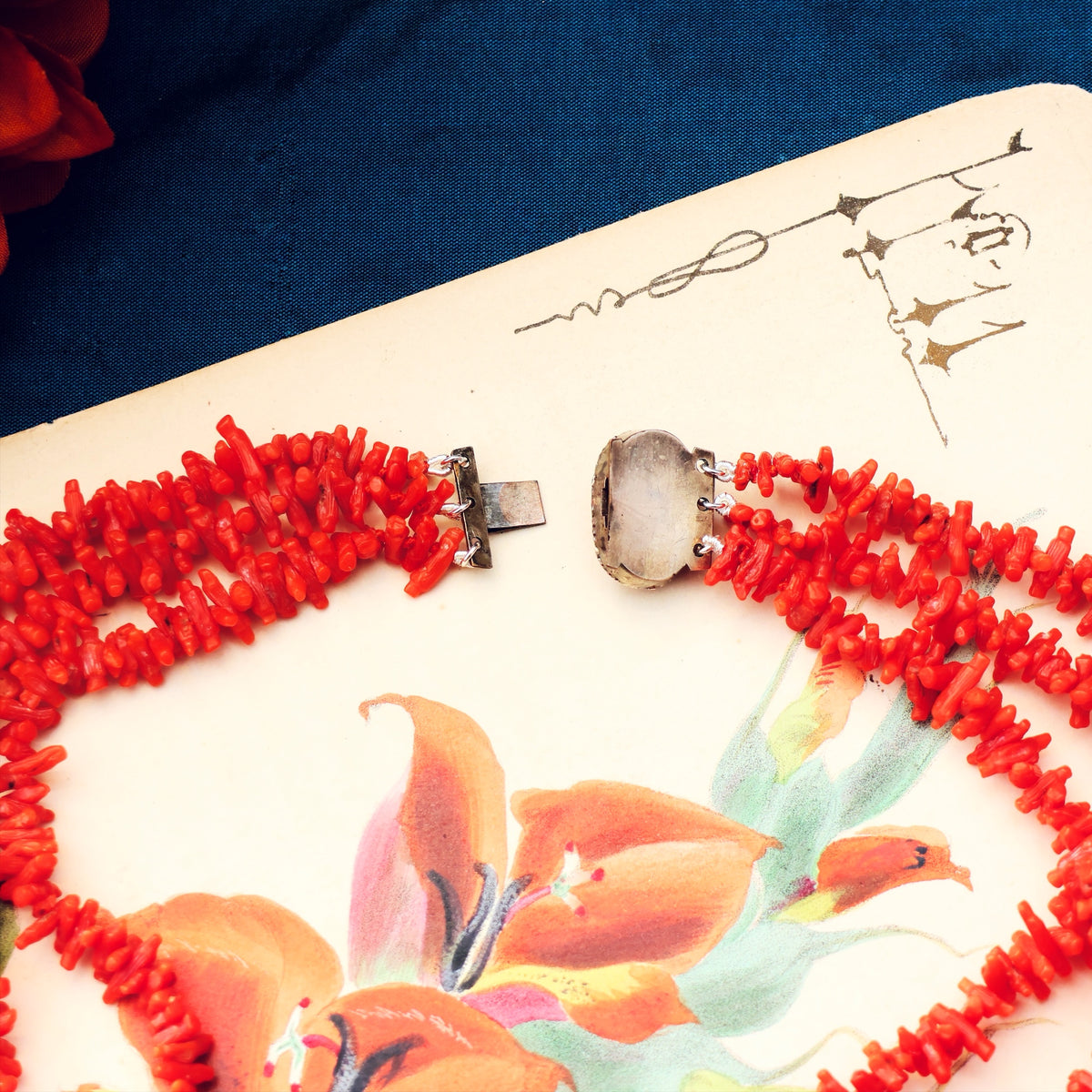 Exquisitely Fine Hand Carved Antique Georgian Coral Necklace