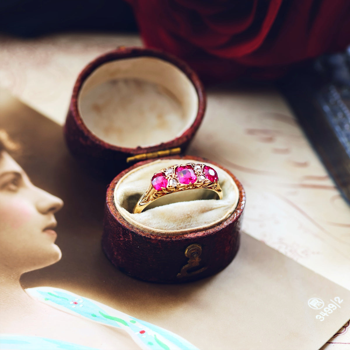 Date 1916 Hand Made Ruby & Diamond Engagement Ring