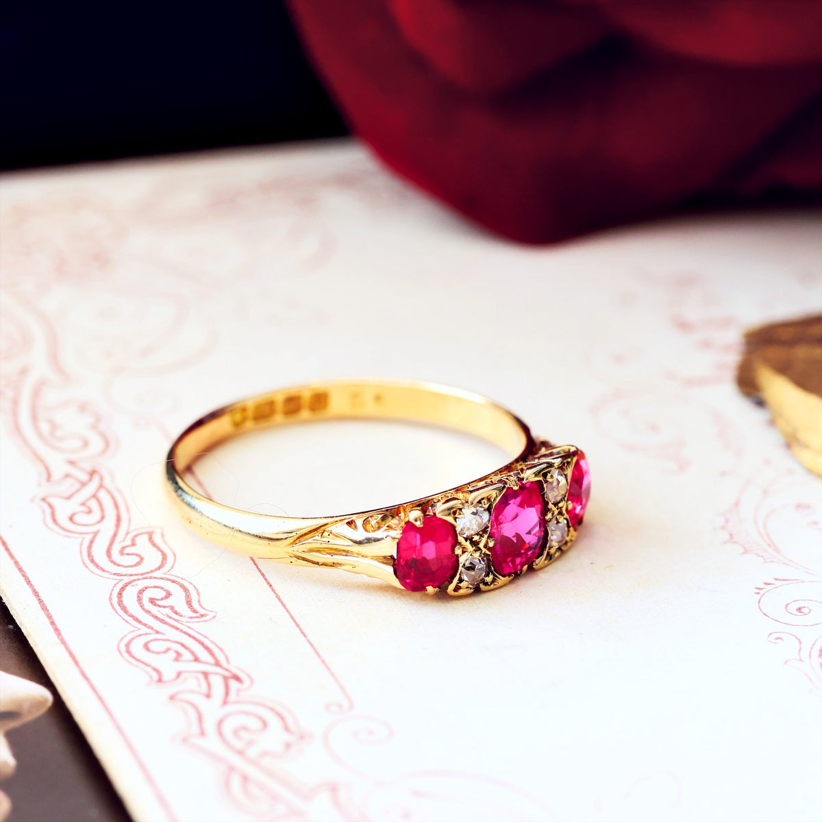 Date 1916 Hand Made Ruby & Diamond Engagement Ring