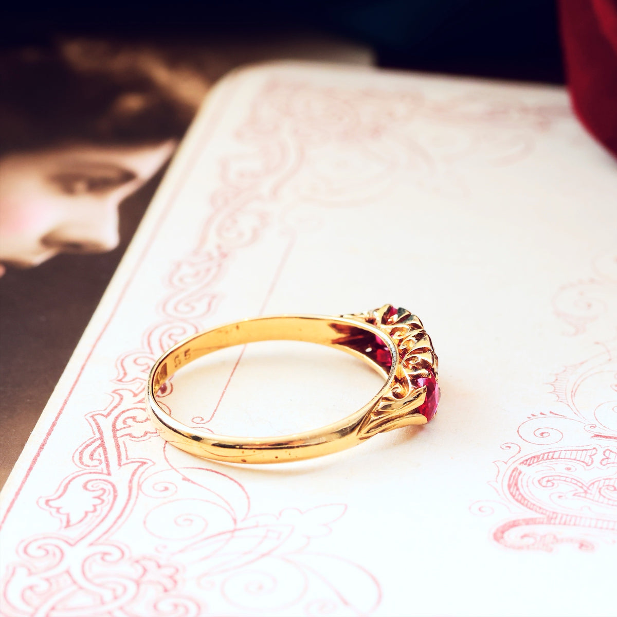 Date 1916 Hand Made Ruby & Diamond Engagement Ring