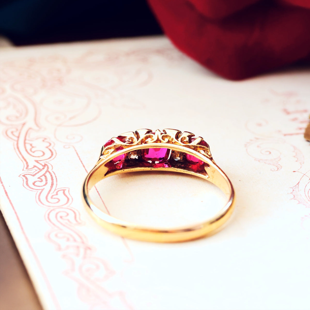 Date 1916 Hand Made Ruby & Diamond Engagement Ring