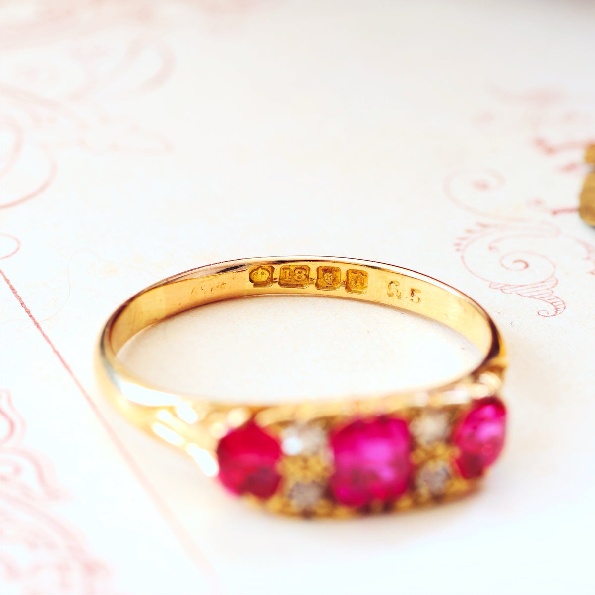 Date 1916 Hand Made Ruby & Diamond Engagement Ring