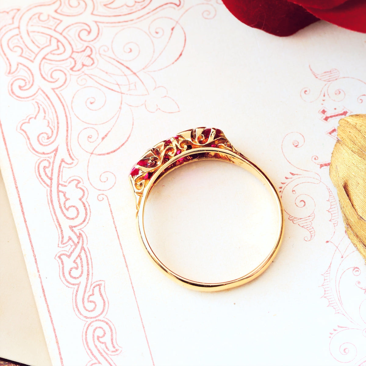 Date 1916 Hand Made Ruby & Diamond Engagement Ring