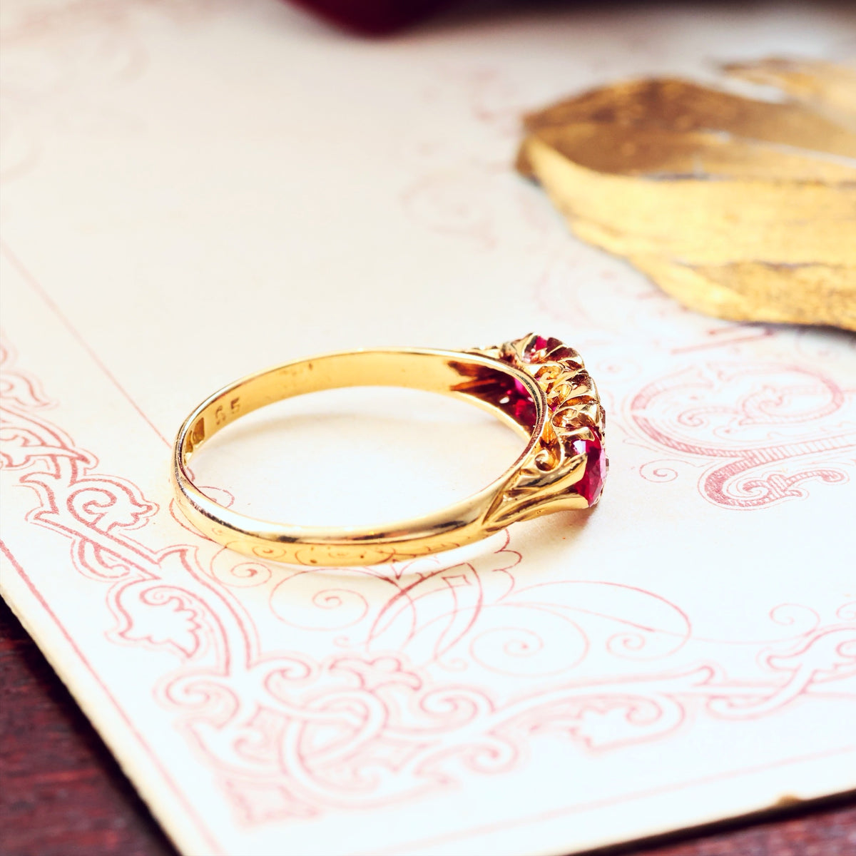 Date 1916 Hand Made Ruby & Diamond Engagement Ring